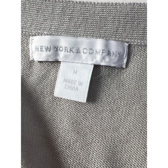 NEW YORK & CO Women's Gray Button Front Long‎ Cardigan Sweater Med Career Lounge - Picture 4 of 7